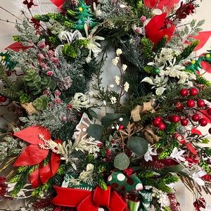 Vibrant Holiday Wreath with Red and Green Accents